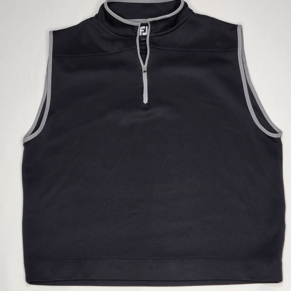 Footjoy FJ Black Sleeveless‎ Quarter Zip Pullover Ribbed Size XL #396